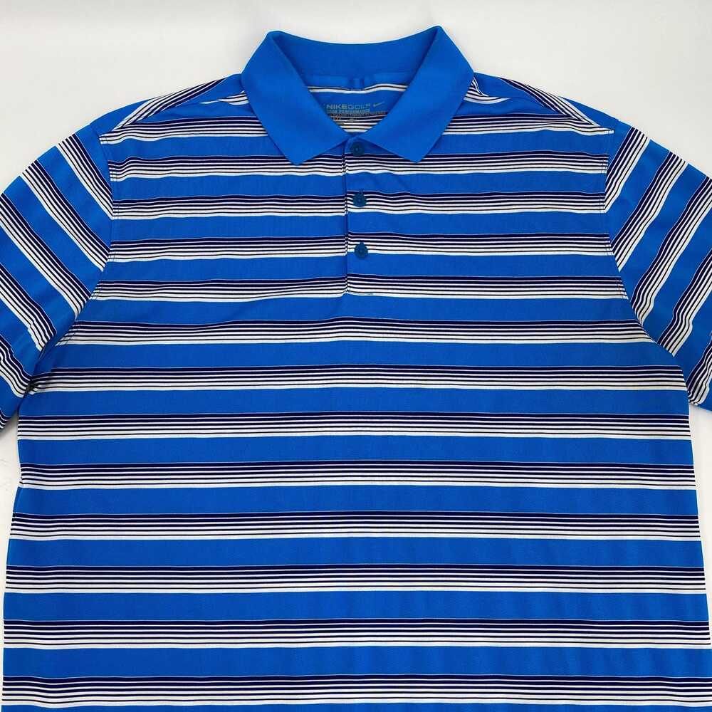 Nike Blue White Striped Short Sleeve Golf Polo | Men’s L - Picture 5 of 7